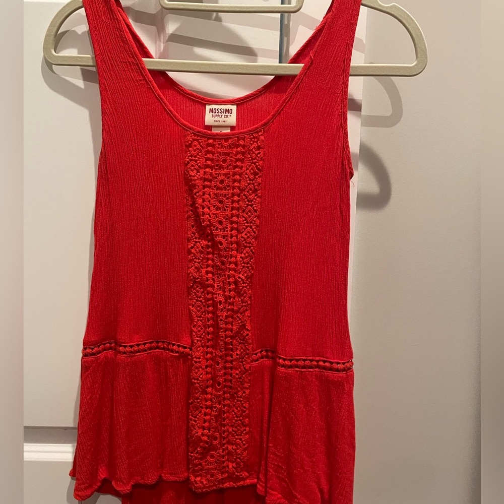 Deep orange sleeveless blouse